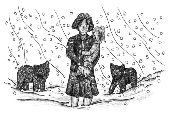 Voici l'illustration qui accompagnera l'histoire Ourse Ardente, dans la version imprimée de mon recueil d'histoires courtes!