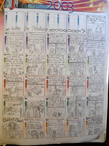 Une partie de l'histoire dans mon agenda.