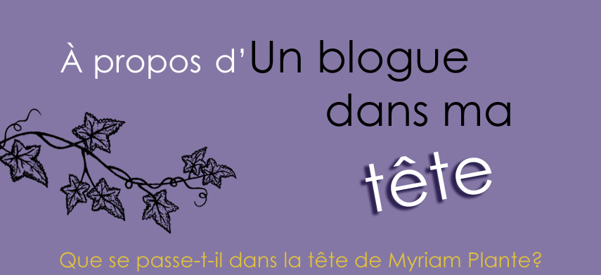 À propos d'un blogue dans ma tête, par l'auteure Myriam Plante.