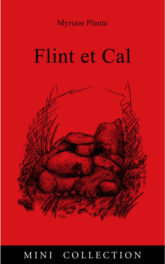Couverture du livre Flint et Cal. Un tas de pierres formant l'image d'un crâne, devant un fond rouge.