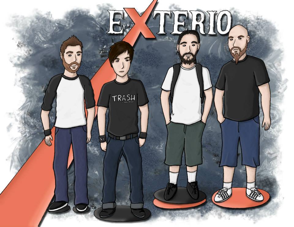 Un dessin des membres du groupe de musique Exterio.