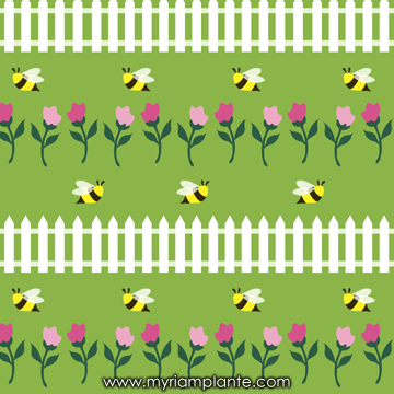 Motif abeilles et clôture par Myriam Plante